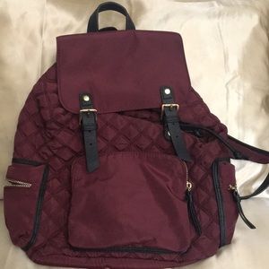 Maroon & gold quilted backpack